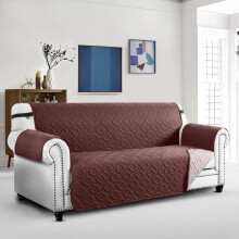 (Brown/Beige, 2 Seater) Yorkshire Bedding Premium Waterproof Reversible Sofa Covers - Non-Slip and Comfortable Sofa Slipcover for Living Room Decor - Anti-Scratch