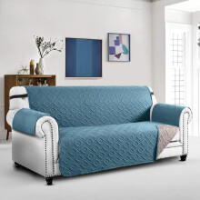 (Teal/Beige, 2 Seater) Yorkshire Bedding Premium Waterproof Reversible Sofa Covers - Non-Slip and Comfortable Sofa Slipcover for Living Room Decor - Anti-Scratch