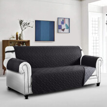(Black/Grey, 2 Seater) Yorkshire Bedding Premium Waterproof Reversible Sofa Covers - Non-Slip and Comfortable Sofa Slipcover for Living Room Decor - Anti-Scratch