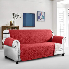 (Burgundy/Beige, 2 Seater) Yorkshire Bedding Premium Waterproof Reversible Sofa Covers - Non-Slip and Comfortable Sofa Slipcover for Living Room Decor - Anti-Scratch