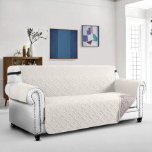 (Cream/Beige, 2 Seater) Yorkshire Bedding Premium Waterproof Reversible Sofa Covers - Non-Slip and Comfortable Sofa Slipcover for Living Room Decor - Anti-Scratch