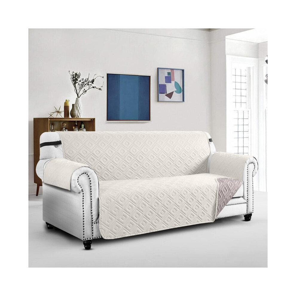 (Cream/Beige, 2 Seater) Yorkshire Bedding Premium Waterproof Reversible Sofa Covers -  Non-Slip and Comfortable Sofa Slipcover for Living Room Decor --image-OPC-PKFSZDD-NEW