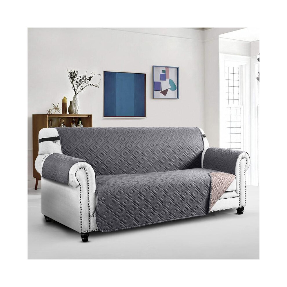 (Grey/Beige, 3 Seater) Yorkshire Bedding Premium Waterproof Reversible Sofa Covers -  Non-Slip and Comfortable Sofa Slipcover for Living Room Decor --image-OPC-PKFSZDK-NEW