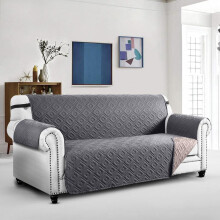 (Grey/Beige, 4 Seater) Yorkshire Bedding Premium Waterproof Reversible Sofa Covers -  Non-Slip and Comfortable Sofa Slipcover for Living Room Decor - Anti-Scratch