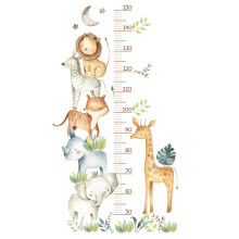 Height Chart for Kids 50-150cm, Self-Adhesive PVC Growth Chart, African Animal Design for Playroom, Kindergarten