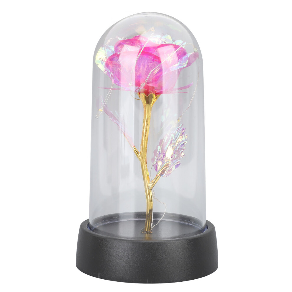 Light Decorative Up Rose In Glass Dome Â Ambient Artificial Flower For Gifts