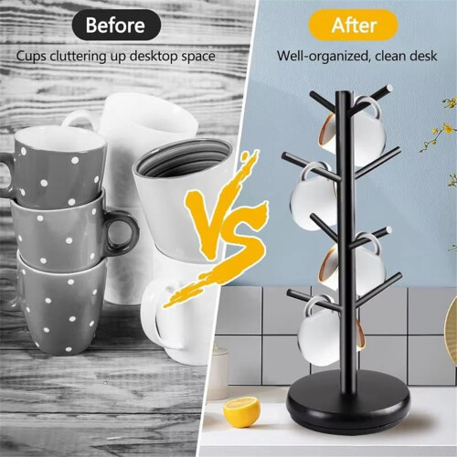 Arbre à tasses à café rotatif à 360 avec 8 crochets 2