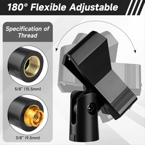 Set di 4 clip per microfono per supporti, supporti per microfono regolabili con adattatori 1