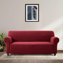 (Red, 2-Seater) Yorkshire Bedding Spandex Sofa Slipcover – Super Stretch Couch Protector with All-Round Wrap Design – Washable, Non-Slip, Pet & Child