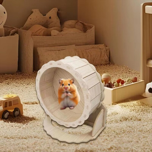 Trähamsterhjul Hamsterträningsleksaker Tyst springande fat 2