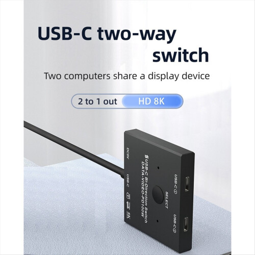 Αμφίδρομος διακόπτης USB C Φόρτιση 100W + Δεδομένα 10Gbps 2