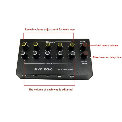 AU-501 5CH Microphone Expander 5 Channel 6.5mm Microphone Mixer 2