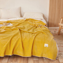 Soft Solid Color Blanket Sofa Throw 70x100cm Yellow, Warm Waffle Velvet Throws for Cozy Bed and Travel in Fall Winter