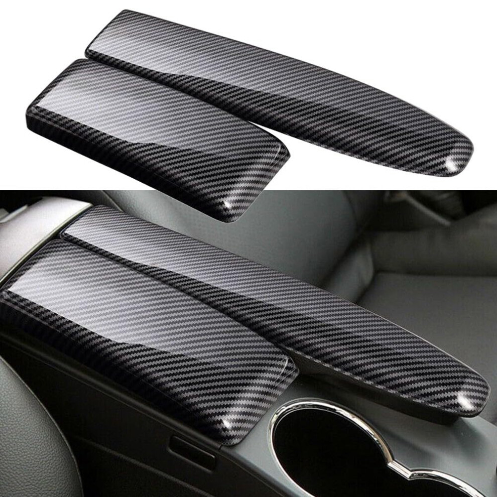 2Pcs Abs Carbon Fiber Center Armrest Box Trim Cover Compatible With C Class W204 2008-2014 E Class W212 2010-2013 Glk X204 9016109840158