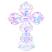 2Pcs Multi Color Crystal Prayer Crucifix Tabletop Religious Ornament