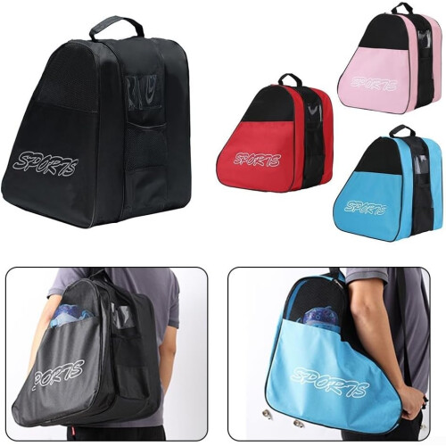 Three Compartments Ice Skating Bag Red with Adjustable Strap, Comfortable Handles, and Gear Organization Features 2
