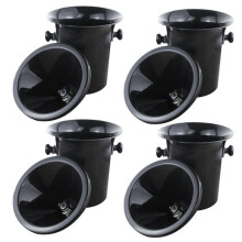 4x Wine Dump Black Plastic Wine Spittoon - Standard Size with Black Funnel Champagne Bucket