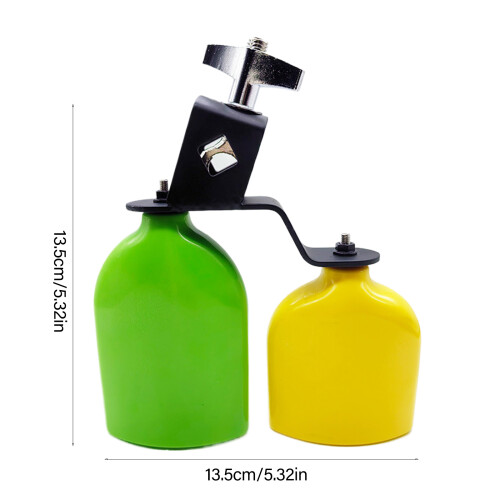 Drum Percussion Cowbell Double Mounted Bells High and Low Tones 2