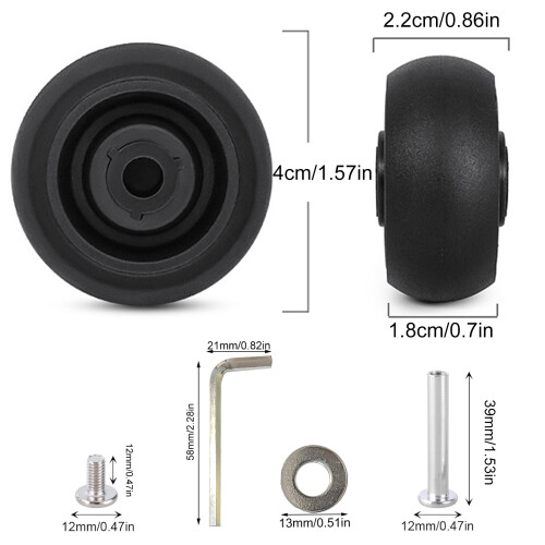 4Pcs 40x18mm Suitcase Wheels Replacement Black Luggage Wheels 2