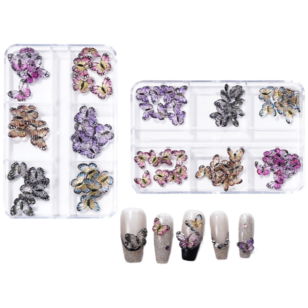 1Set 3D Nail Charms Butterfly Resin Rhinestones for Women Craft