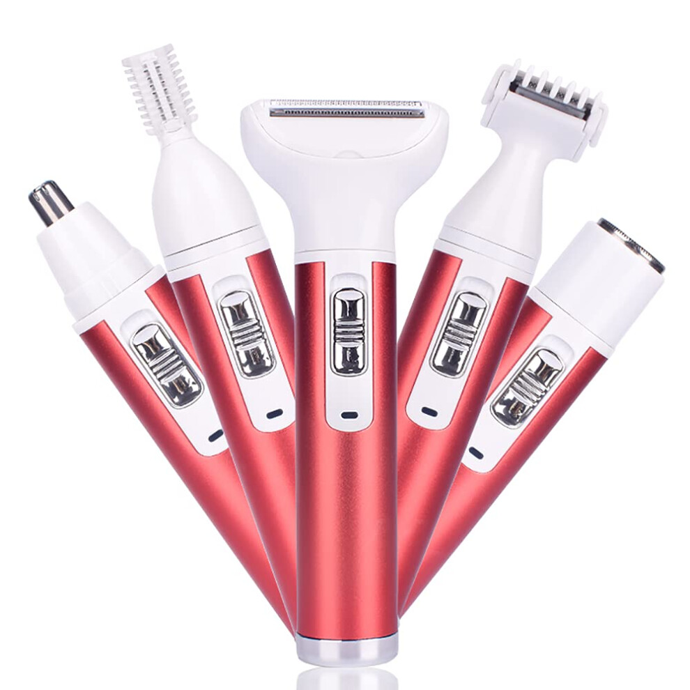 Ladies Face and Body Hair Remover 5 in 1 Rechargeable Electric Razor Bikini Trimmer for Painless Hair Removal
