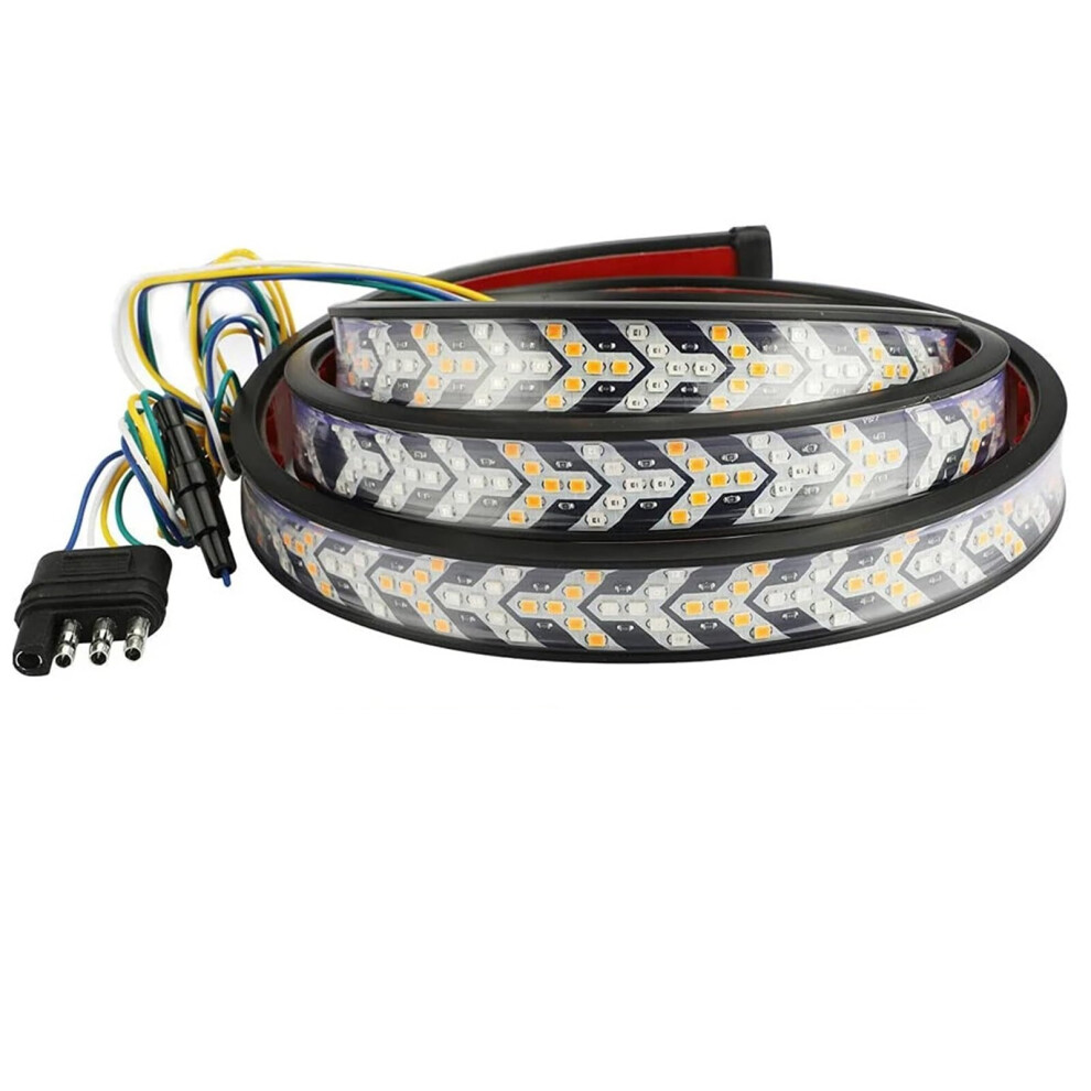 Rear Tail 60 Inch Led Truck Tailgate Bar 12V Brake With Yellow Sequential Turn Signal And Strobe Warning Light/Red 9016109842107