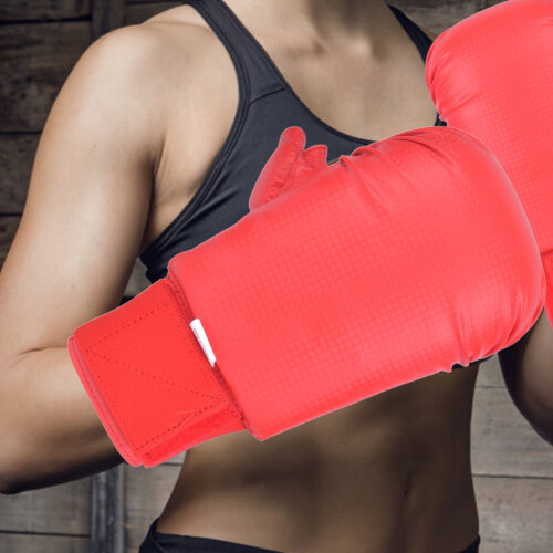 Boxhandschuhe Karate Handprotektor mit Daumen Rot L PU+EVA