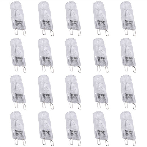 20Pcs G9 Halogen Light Bulbs,60W Clear Halogen Lamps Dimmable,2800K 1