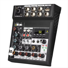 Console mixer audio Bluetooth portatile a 5 canali con scheda audio USB