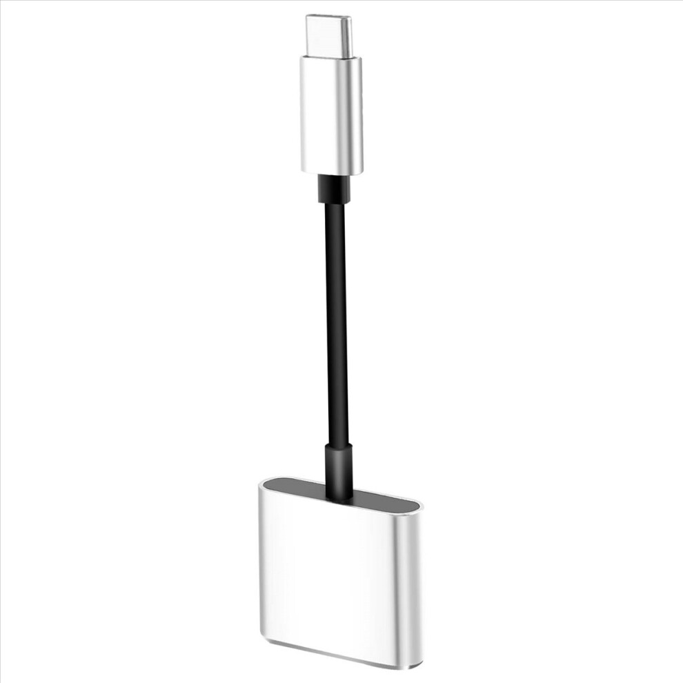 2 In1 Type-C To 3.5Mm Headphone Jack Adaptor/Connector Charger Silver 4854231772399