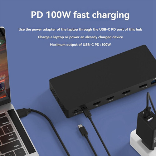 Σταθμός σύνδεσης USB-C 14 σε 1 - Φόρτιση φορητού υπολογιστή PD100W 2