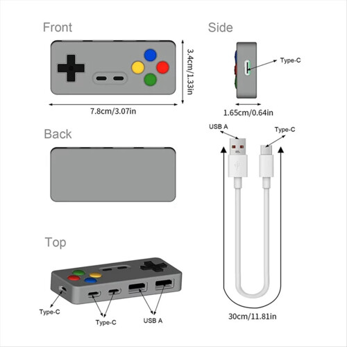Controller di gioco HUB 4 in 1 per gamepad, USB Type-C 1