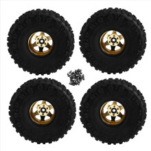 4pcs 122mm 1.9 inch Metal Beadlock Wheel Rim Rubber Tire Set Yellow
