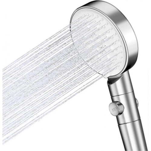 Shower Head, High Pressure Shower Head with 5 Modes with Pause Switch On/stop - Silver