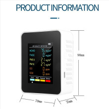 6 i 1 PM2.5 PM10 HCHO TVOC CO CO2 luftkvalitetsdetektor, vit
