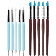 10pcs Silicone Clay Sculpting Tool, Modeling Dotting Tool & Pottery Craft Use for Diy Handicraft