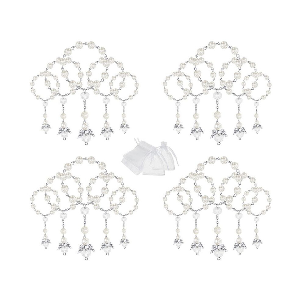 Baptism Acrylic Rosary Beads Mini Rosaries Angel With Organza Bags Merkloos