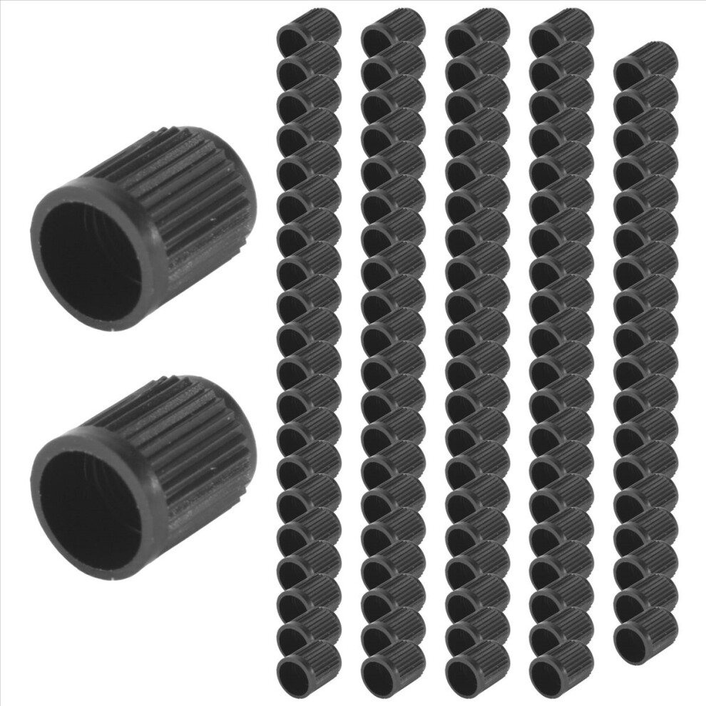 Set Of 100 - Plastic Replacement Valve Caps Black 4712107257787