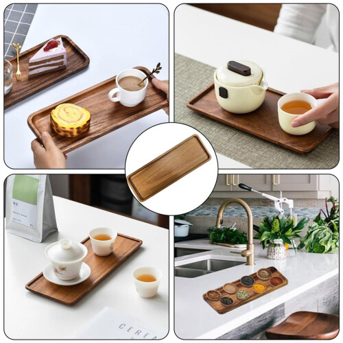 Small Wooden Tray for Display - Elegant Walnut Wood Serving Platter 2
