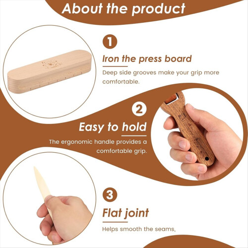 3Pcs Beechwood Tailors Clappers,Seam Roller Beech Board Set 1