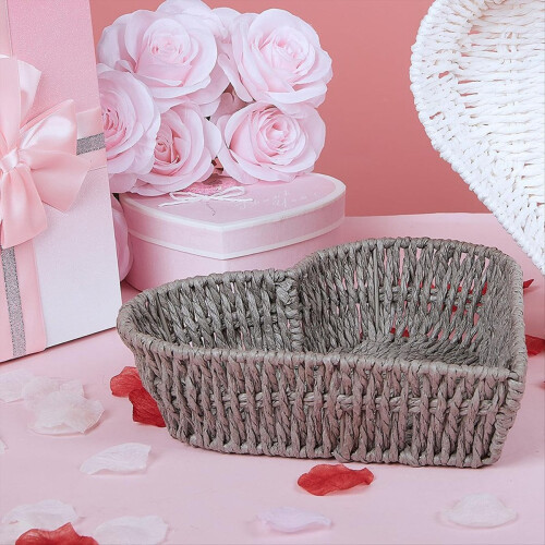 Rattan Heart Basket Handmade Woven Storage Basket 2