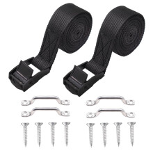 1"x 48" Battery Tie Down Strap Kit - 2 Sets with Stainless Steel Cam Buckle, Bracket, and Screws for Boats, Luggage, Cars