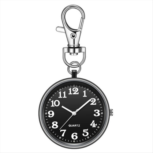 Relógio de bolso com clipe e fivela de chave para enfermeiras, preto + preto 1