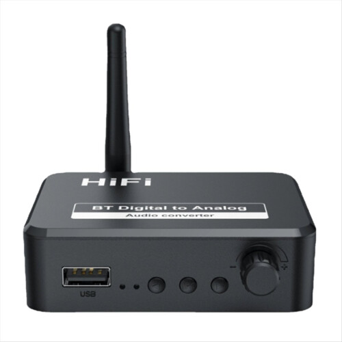 Receptor de áudio Bluetooth 5.3 Conversor digital para analógico 3,5 mm AUX 1