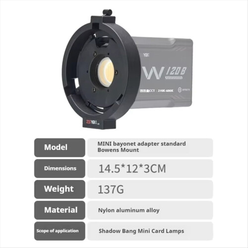 ZSYB Mini Bowens Mount Adapter voor ZSYB/Zhiyun Invullicht 2
