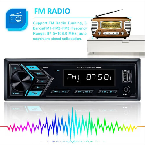 Auton MP3-soitin 1 DIN USB FM-radioviritin LED-segmenttinäytöillä 1