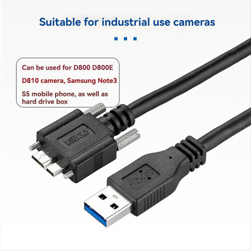 Cabo de extensão USB 3.0 tipo A macho para Micro-B macho para câmera 1