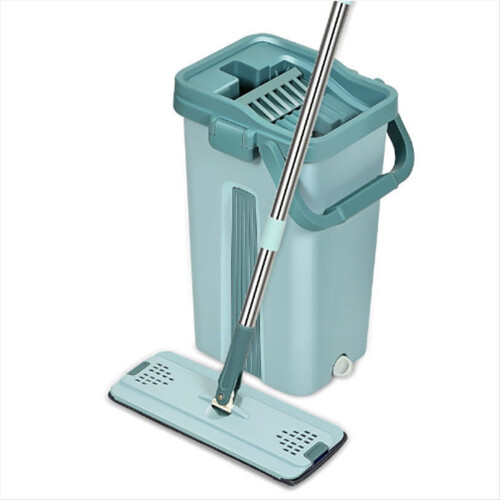 Flat Squeeze Mop with Bucket Hand Free Wringing Floor Cleaning Mop
