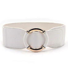 Women Elastic Belt Dress Stretchy Wide Waist Vintage Thick Cinch Pu Leather 1pcswhite