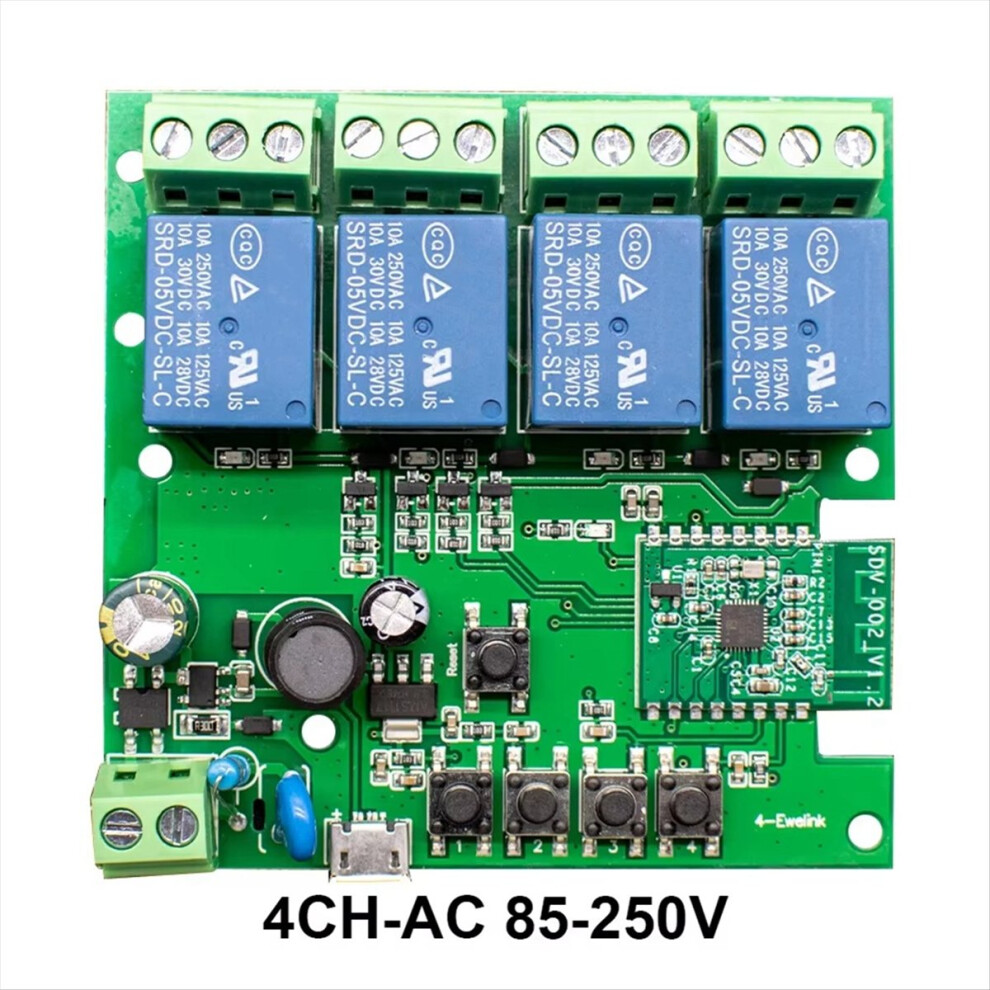 Ewelink Ac 85-250V Usb 5V Wifi Relay Switch 4 Channel Smart Module 4713598279913